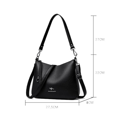Women's Luxury Designer Top-Handle Bags Soft Leather Handbag Ladies Solid Color Shoulder Crossbody Bag Messenger Commuting Sac
