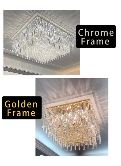 Luxury Crystal Long Pendant Lights Modern Lustres LED Chrome Hanging Lamps for Ceiling Silver Home Decor for Dining Room Remote
