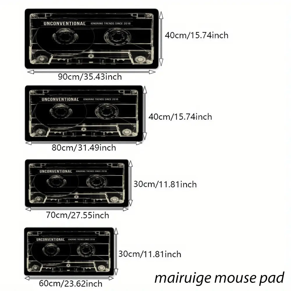 Retro Cassette Tape Mouse Pad Large Computer Office Game Table Mat Rubber Anti-slip Stitched Keyboard Mat 90x40 XXL Desk Pads