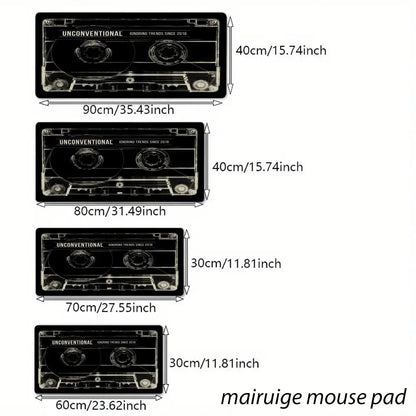 Retro Cassette Tape Mouse Pad Large Computer Office Game Table Mat Rubber Anti-slip Stitched Keyboard Mat 90x40 XXL Desk Pads