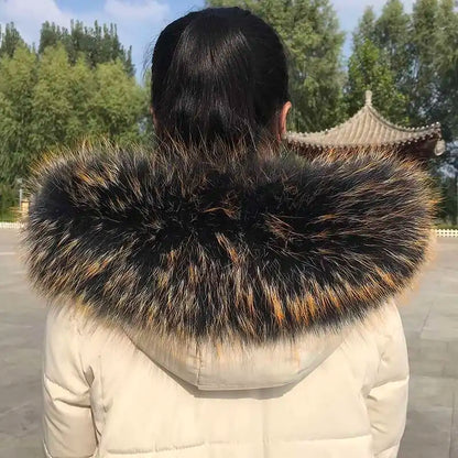 2025 Winter Raccoon Fur Collar Women Men Luxury Natural Fur Hood Trim Decors For Coat Jacket  Genuine Real Fur Shawls Scarves