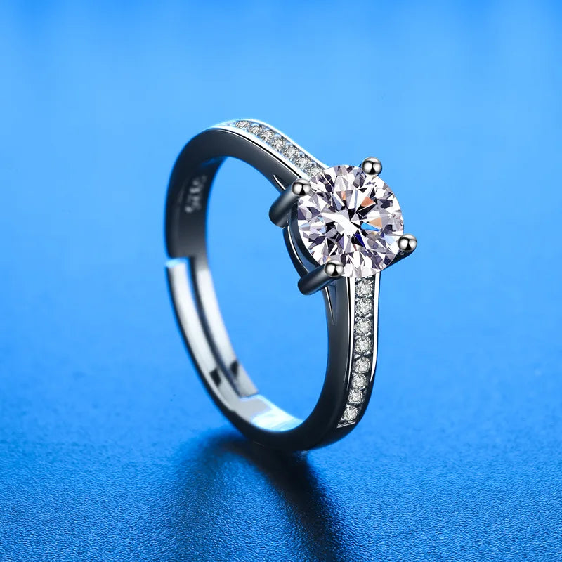 925 Sterling Silver Ring Heart AAA Zircon Open adjustable Engagement For Women Wedding Fashion Jewelry Party Gifts