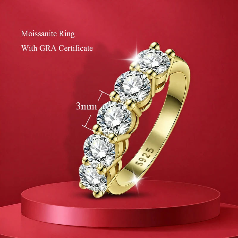 Moissanite Ring 100% Pass Diamond Tester Pen Matching Wedding Diamond Band for Women 925 Sterling Silver Female Single Tail Ring