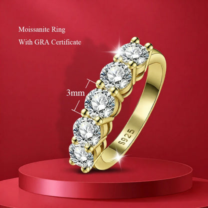 Moissanite Ring 100% Pass Diamond Tester Pen Matching Wedding Diamond Band for Women 925 Sterling Silver Female Single Tail Ring