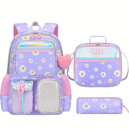 Cute Student Backpack 3pcs/set Primary Schoolbag Rabbits and Quicksand Kawaii Student Backpack Teenage Girls Handbag Rucksack