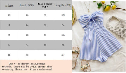 Women's Spring/Summer Cruise Vacation Blue Striped Front Waiver Loose Jumpsuit, Suitable for Party, Date, Afternoon Tea