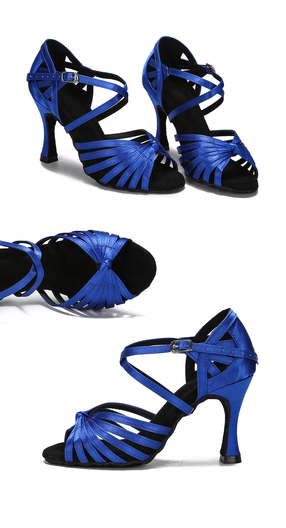 High Quality Silk Satin Women's Dance Shoes Latex Soft Soled Tango Latin Salsa Dance Shoes Professional Ballroom Party Shoes