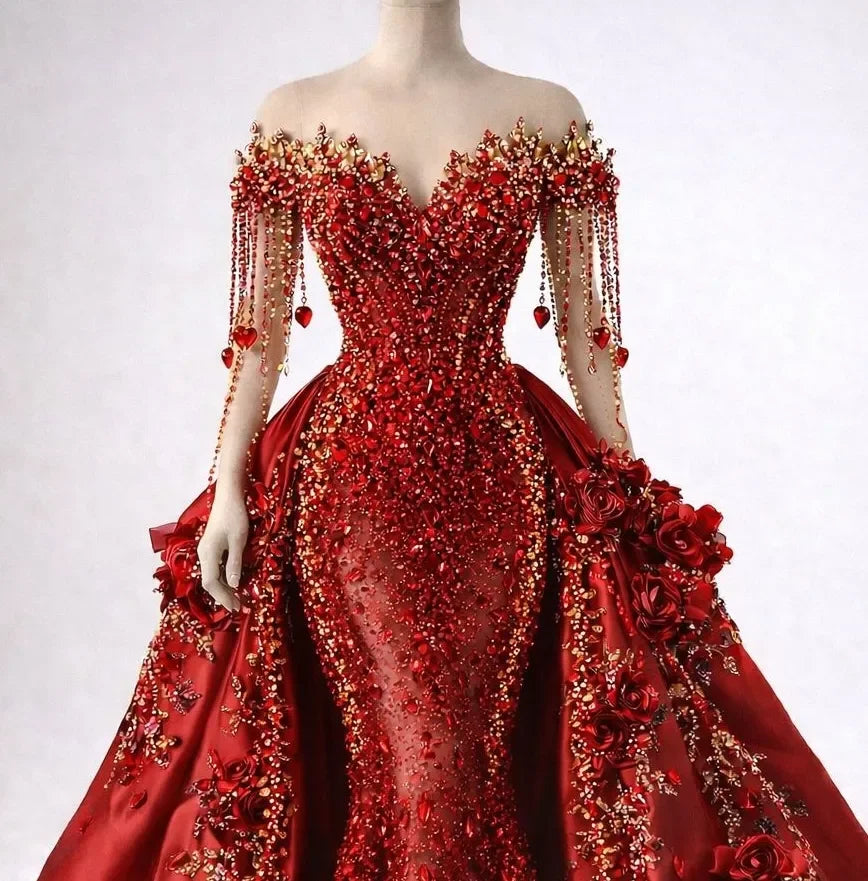 New Classic Prom Dress Off Shoulder Wedding Party Dress Sparkle Crystals Birthday Princess Evening Gowns Dress Size Customized
