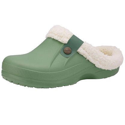 Smile Winter Fuzzy Slippers for Women Men Indoor Outdoor Fur Lined Clogs Waterproof Warm House Slippers Garden Clogs Light Shoes