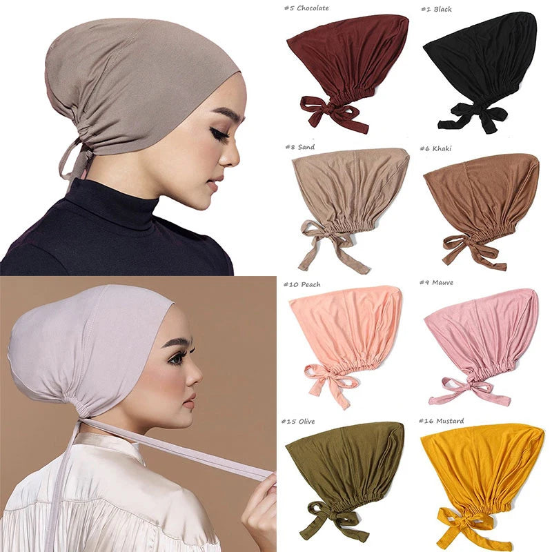 New Soft Modal Muslim Turban Hat Inner Hijab Caps Islamic Underscarf Bonnet India Hats Female Headwrap Turbante Mujer