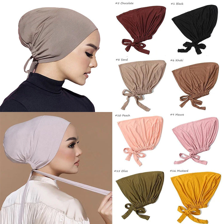 New Soft Modal Muslim Turban Hat Inner Hijab Caps Islamic Underscarf Bonnet India Hats Female Headwrap Turbante Mujer