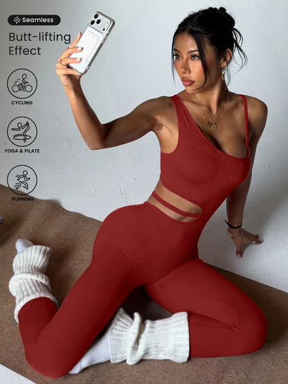 Beautiful back design, sexy one-piece yoga leggings, suitable for women's breathable quick-dry sports bodysuits