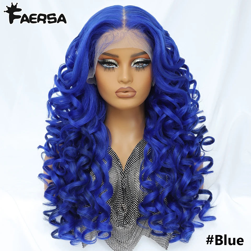Latisha 13X6 HD 13X5X1 Synthetic Lace Front Wigs Curly Pre Plucked Lace Frontal Wig with Bangs for Women Highlight with Babyhair