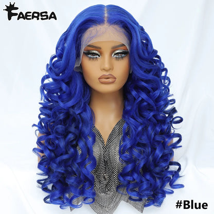 Latisha 13X6 HD 13X5X1 Synthetic Lace Front Wigs Curly Pre Plucked Lace Frontal Wig with Bangs for Women Highlight with Babyhair