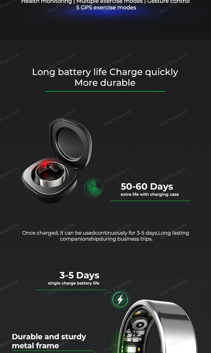 2026 New R12 Smart Ring with Charging Case, Heart Rate Blood Oxygen Sleep Health Manager,5ATM Waterproof For Men Women Smartring