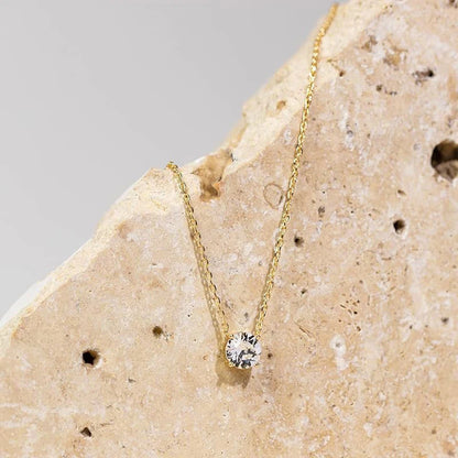 Round Moissanite Pendant Necklace D VVS1 Diamond 5mm/4mm Mini Single Solitaire Necklace Clavicle Chain Wedding Female Jewelry
