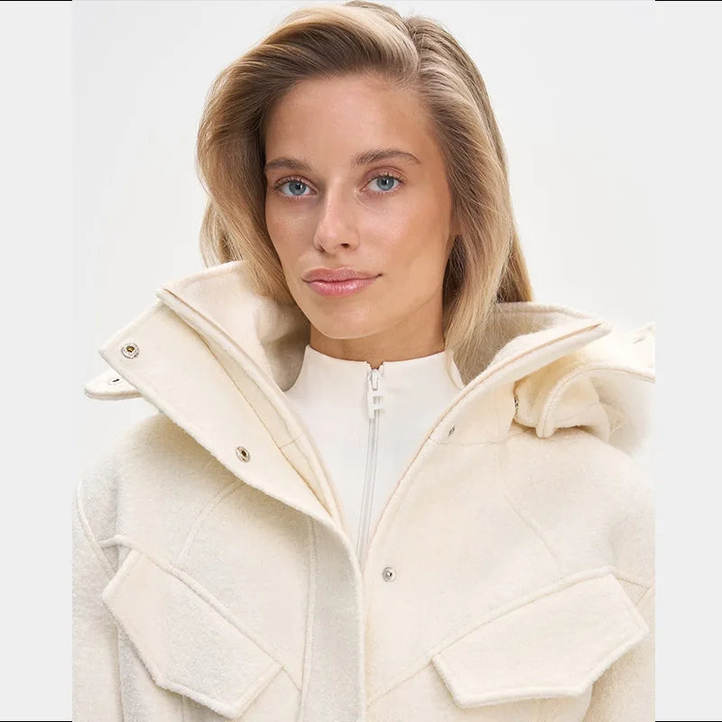 Faux Fur Patchwork Ski Jumpsuit Women Detachable Hoodie Long Sleeves Belts Zipper Warm Skiwear Female 2025 Winter Warm Rompers