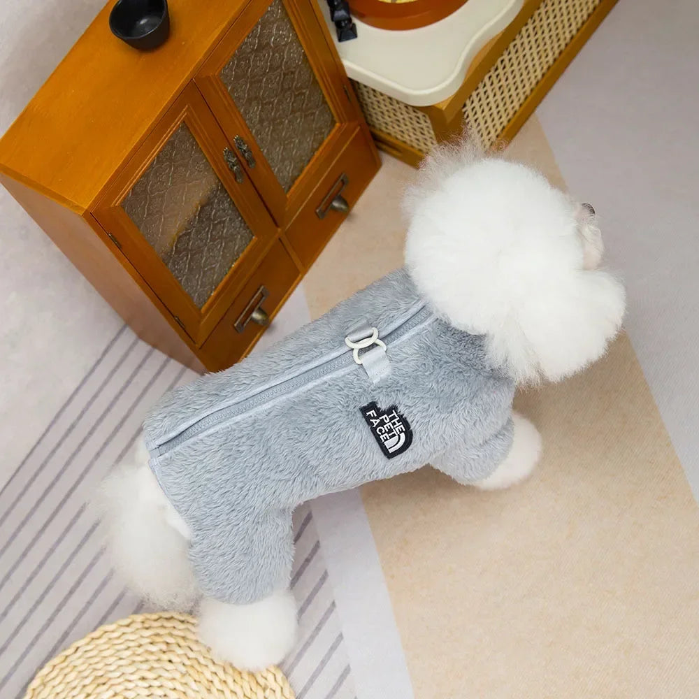 Winter Warm Pet Jumpsuit for Small Dogs Cats Clothes Sport Dog Hoodies Overalls Coat Yorkshire Bulldog Puppy Onesies with Zipper