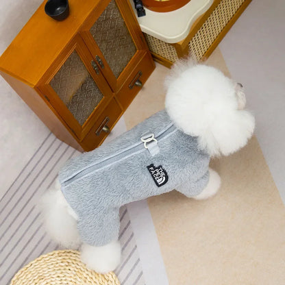 Winter Warm Pet Jumpsuit for Small Dogs Cats Clothes Sport Dog Hoodies Overalls Coat Yorkshire Bulldog Puppy Onesies with Zipper