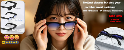 2026 New Smart AI Glasses AI Intelligent Translation 4K Ultra HD 8MP HD Camera AI Voice Wake-up Photo Recording AI Smart Glasses