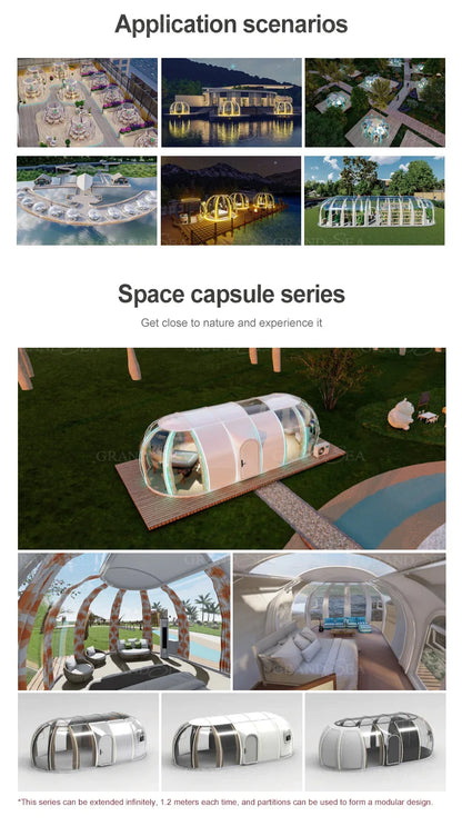 Portable Geodesic Bubble Dome, Transparent Polycarbonate Glamping Tent, Luxury Igloo Shelter for Outdoor Camping Garden Family