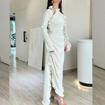 Customized Jersey Ruched Quinceanera A-line V-neck Bespoke Occasion Gown Midi Dresses