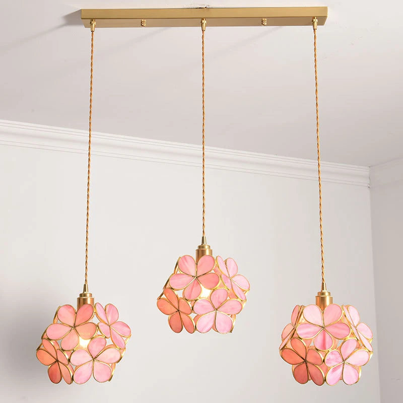 Modern Glass Pendant Lights for Restaurant Cafe Decoration Hanging Lamp Ceiling Chandeliers Nordic Flower Lighting Hotel Decor