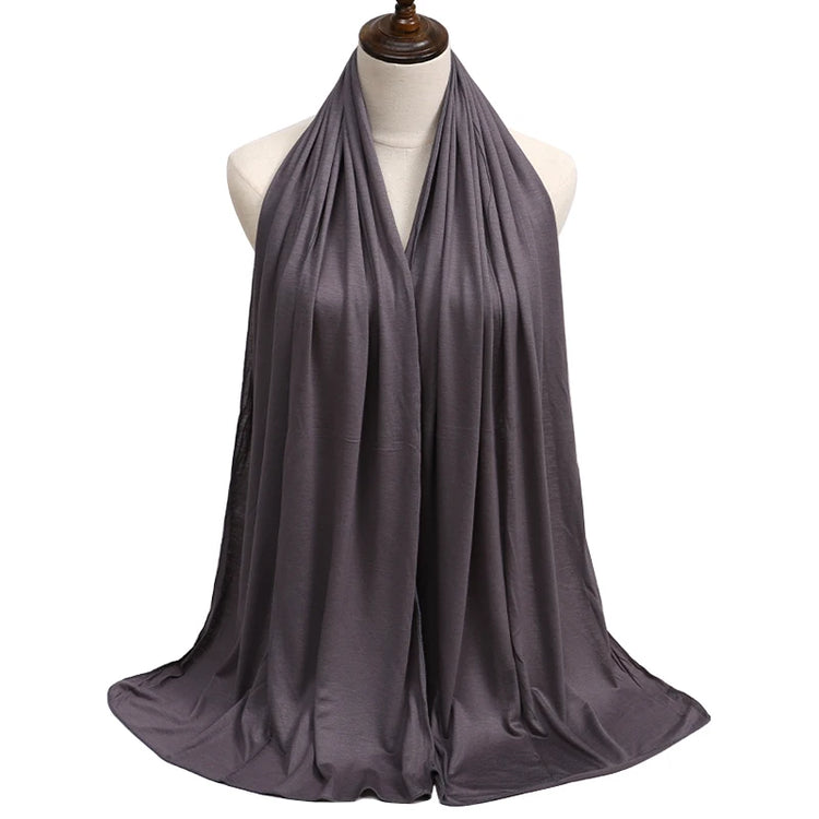 Womens Muslim Ramadan Fashion Modal Cotton Jersey Hijab Womens High Quality Solid Color Soft Hijab Long African Scarf