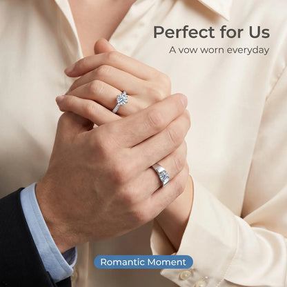 BJXMOSO Real Moissanite 925 Sterling Silver Couple Ring for Women Man Wedding Jewelry Engagement Imitation Diamond Fashion Gifts