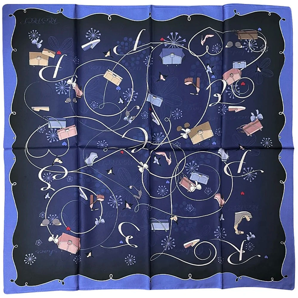 100% Pure Mulberry Silk Women Square Scarf Prints Headband Neckerchief Luxury Female Hair Ornament Female Bandana Scarves 90CM