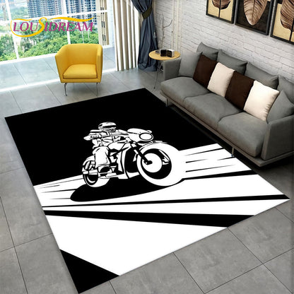 3D Motorcycle Racing Area Rug Large,Carpet Rug for Home Living Room Bedroom Sofa Doormat Decoration,Kid Play Non-slip Floor Mat