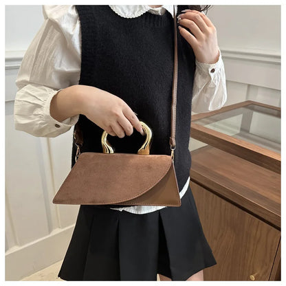 French Style Light Luxury Large Capacity, New Minimalist Design Casual Metal Hand-held Shoulder Crossbody Bags for Women