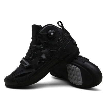 Leather Motorcyclist Boots Men's Motorcycle Ankle Boots Motocross Racing Shoes Women Breathable Mesh Biker Boots Anti-slip Shoes