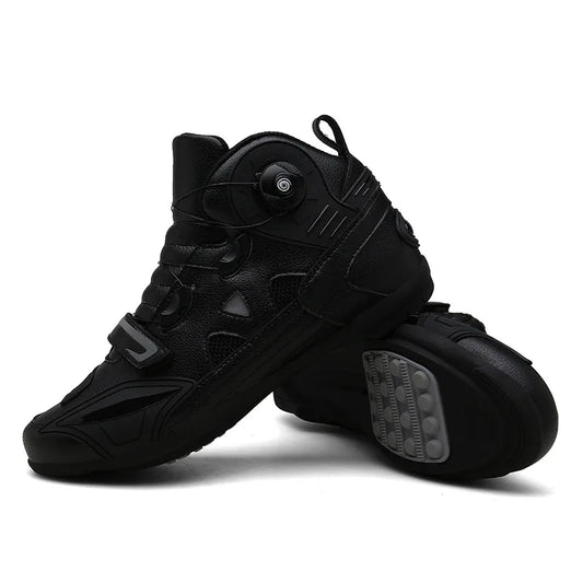 Leather Motorcyclist Boots Men's Motorcycle Ankle Boots Motocross Racing Shoes Women Breathable Mesh Biker Boots Anti-slip Shoes
