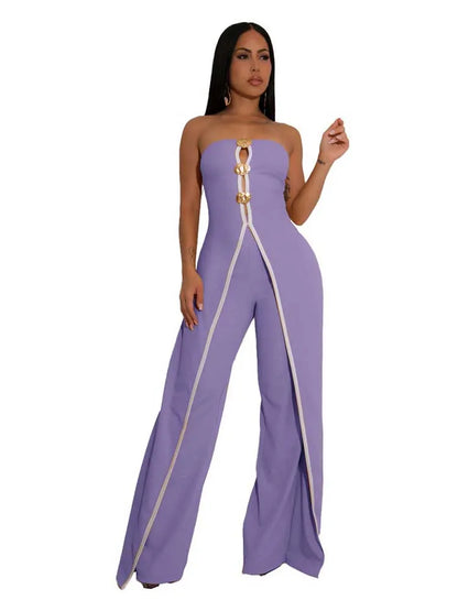Full Strapless Jumpsuit Sexy Slim Office Lady Summer Sleevelesss Women Jumpsuits Elegant Sexy Jumpsuit  Wholesale Dropshipping