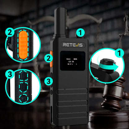 Retevis B63S(3nd Gen RT622) Walkie Talkie 2 Pcs with LCD Screen Ultra-thin, License-free, Type C, for Communication Radios