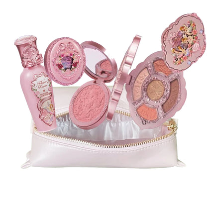 Flower Knows All In One Makeup Set Gift Box Garden Cushion Cream Foundation Matte Blush Long Lasting Velvet Lip Cream With Bag