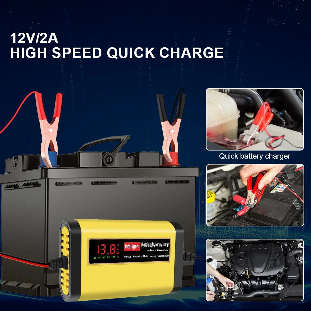 Car Battery Charger Intelligent Smart Battery Charging Pulse Repair Tools Auto Accessories For SUV Motorcycle Truck RV Universal