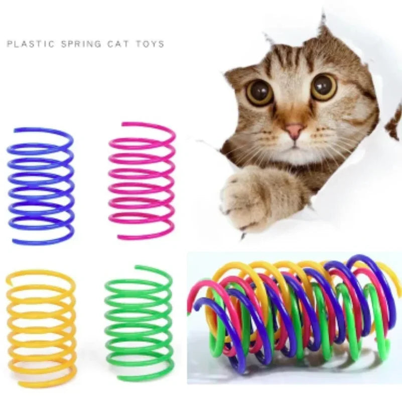 4Pcs Interactive Colorful Gauge Kitten Coil Spiral Springs Cat Toys for Kittens And Cats Pet Products