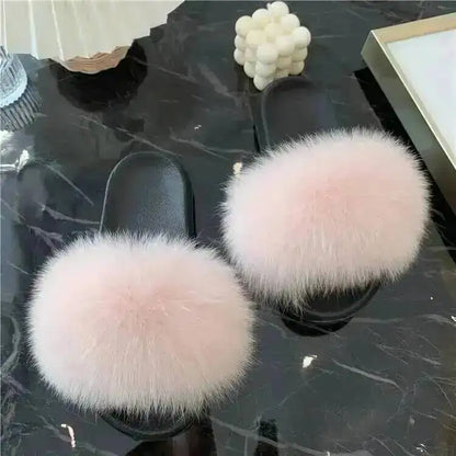 Women's Fluffy  Slides Fashion Plush fluffy Flat Sandals Casual Indoor Outdoor Beach Casual Slippers
