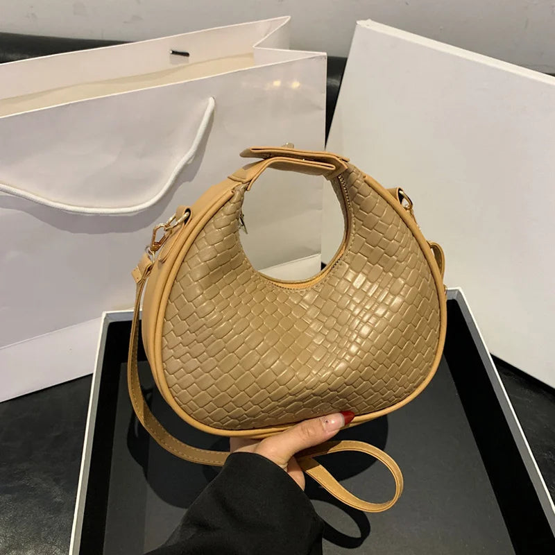 Fashion Black Half Moon Bag Luxury Pu Leather Ladies Purses and Handbags Crossbody Women Shoulder Bags
