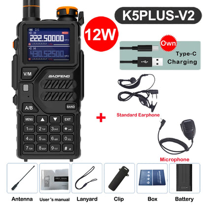 2026 Baofeng UV-K5 Plus Walkie Talkie 12W High Capacity AM FM Two Way Radio Full Band LCD 999CH Frequency Copy NOAA Noise Reduce