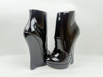 18CM Ultra High Heel Wedges Ballet Boots Pointed Toe Sexy Ankle Women Boots Plus Size 36-46 Black Size Zip Unisex Cosplay Shoes