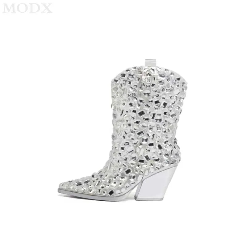 2025 Winter Fur Warm Fashion Boots Pointed Toe Super High Heel Thin Heels Catwalk Ankle Boots Strap Black Boot 44