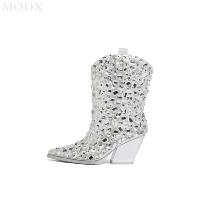 2025 Winter Fur Warm Fashion Boots Pointed Toe Super High Heel Thin Heels Catwalk Ankle Boots Strap Black Boot 44