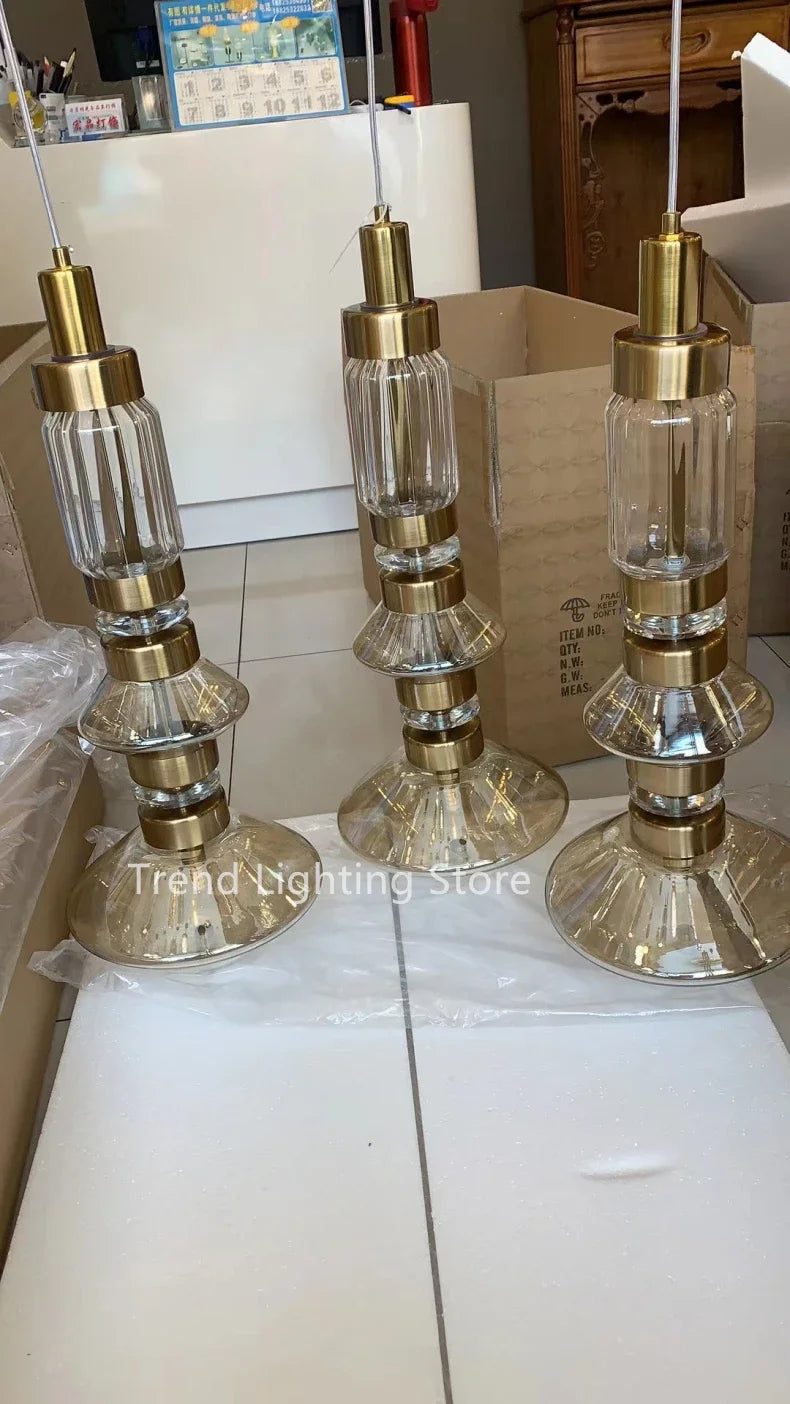 Modern Pagoda Home Design Glass Led Pendant Lights for Living Dining Table Room Apartment Bar Counter Simple Lusters Luminaires