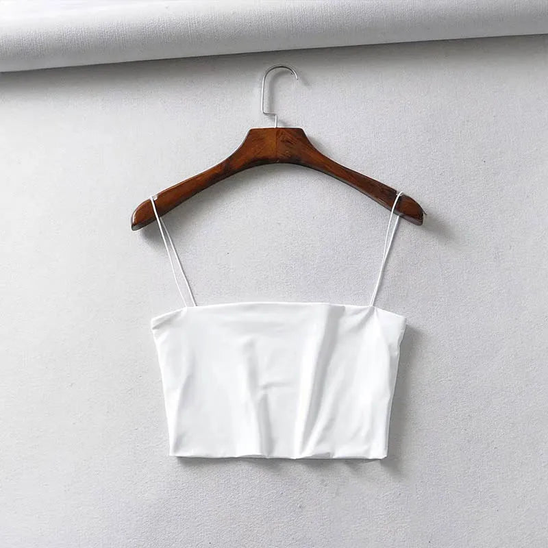 2025 Summer Women's Crop Top Sexy Elastic Cotton Camis sleeveless Short Tank Top Bar