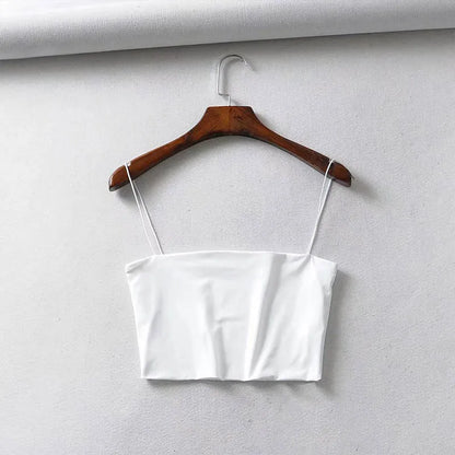 2025 Summer Women's Crop Top Sexy Elastic Cotton Camis sleeveless Short Tank Top Bar