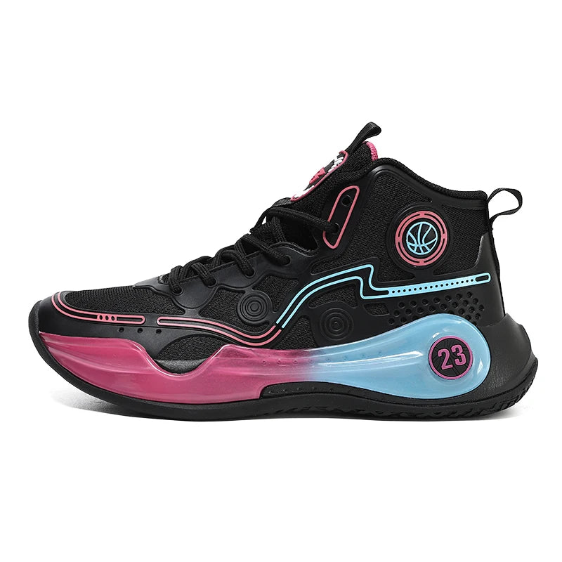 Unisex Basketball Shoes Thick Bottom Rebound Combat Training Sneakers Breathable Comfort Competition Basketball Boots for Men