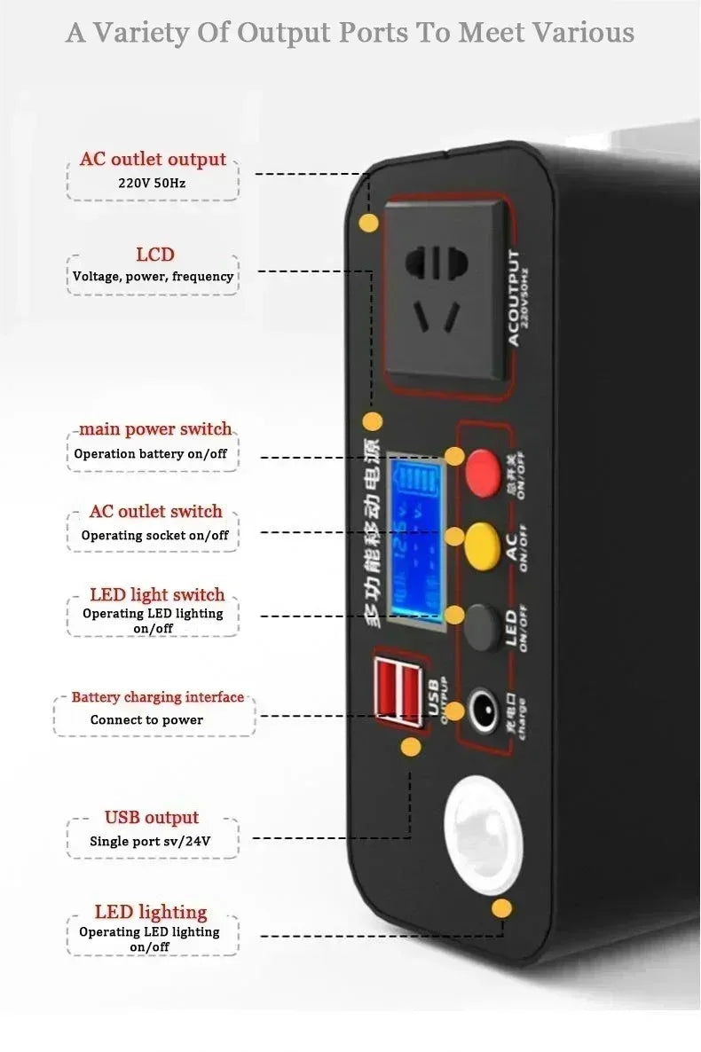 300W 220V 90000mAh Portable Power Station  Solar Generator Outdoor Camping Emergency Mobile Power Bank LiFePO4 Backup Battery